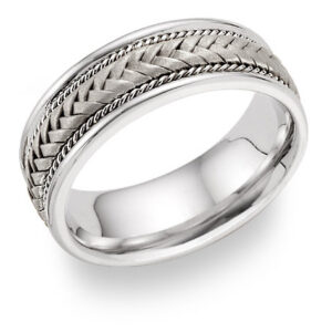 Silver Braided Wedding Band Ring