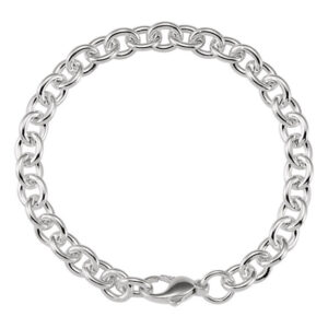 Silver Cable Link Chain Charm Bracelet