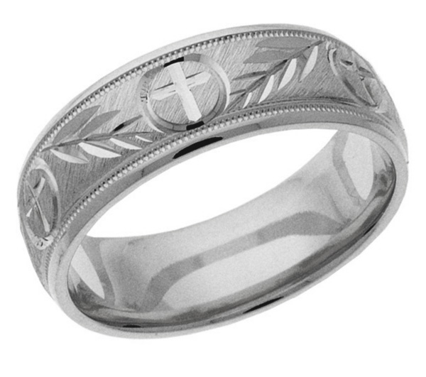 Silver Jerusalem Cross Wedding Band Ring