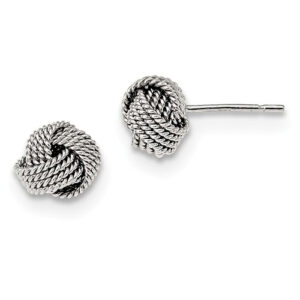 Silver Textured Love Knot Post Earrings