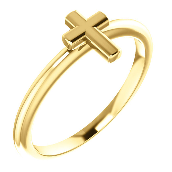Simple Cross Ring for Women, 14K Gold