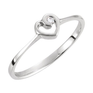 Single Diamond Heart Embrace Ring