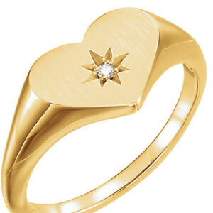 Single Diamond Heart Ring, 14K Yellow Gold