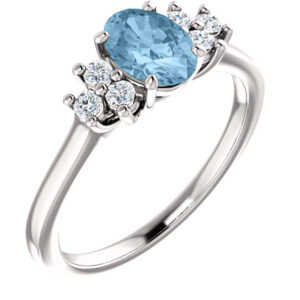 Sky Blue Topaz Trinity Diamond Ring
