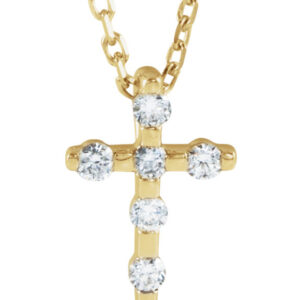 Small 0.10 Carat Diamond Cross Necklace in 14K Gold