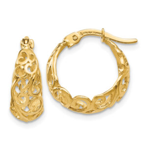 Small 14K Gold Paisley Hoop Earrings