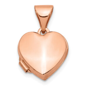 Small 14K Rose Gold Heart Locket Pendant Necklace