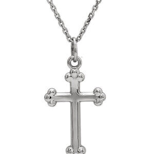Small 14K White Gold Cross Necklace for Women