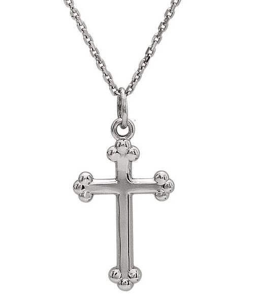 Small 14K White Gold Cross Necklace for Women