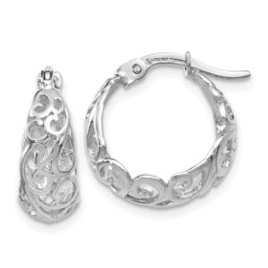 Small 14K White Gold Cut-Out Paisley Hoop Earrings