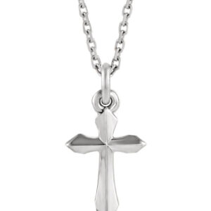 Small 14K White Gold Sword of God Cross Necklace for Women