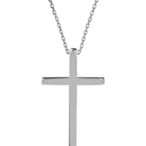 Small 14K White Gold Women's Cross Necklace with Hidden Bale