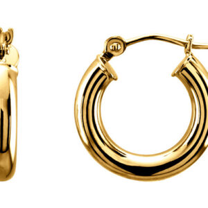 Small 5/8" 14K Yellow Gold Hinged Hoop Earrings (3mm Thick)
