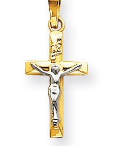 Small Crucifix Pendant in 14K Two-Tone Gold