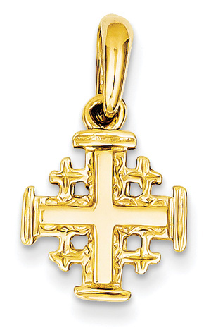 Small Jerusalem Cross Pendant, 14K Yellow Gold