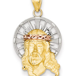 Small Jesus Pendant, 14K Tri-Color Gold