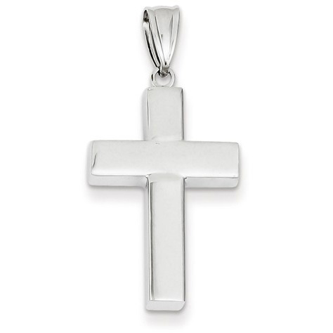 Small Polished Cross Pendant in 14K White Gold