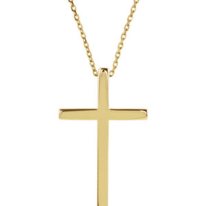 Small Women's 14K Gold Plain Cross Necklace with Hidden Bale