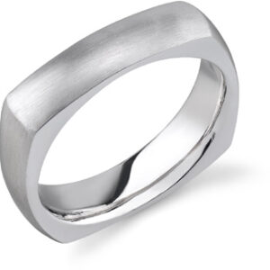 Square Silver Wedding Band Ring
