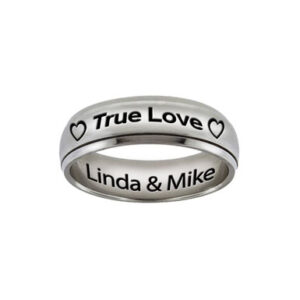 Stainless Steel "True Love" Spinner Ring with Personalized Engraving