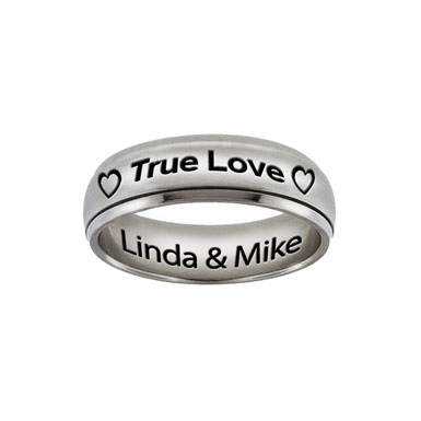 Stainless Steel "True Love" Spinner Ring with Personalized Engraving