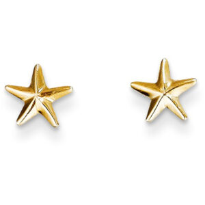 Star Post Earrings, 14K Yellow Gold