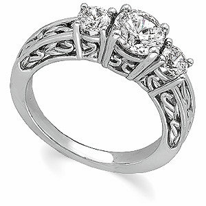 Sterling Silver 3-Stone Paisley Cubic Zirconia Engagement Ring