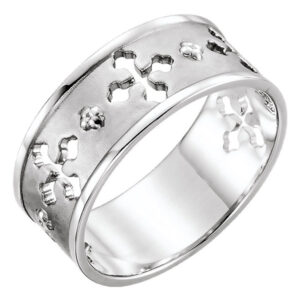 Sterling Silver Ancient of Days Pierced Cross Ring for Women