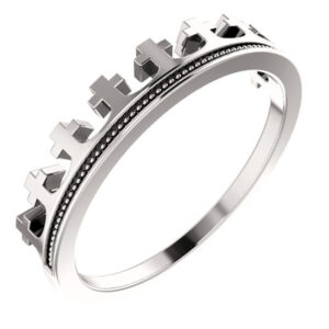 Sterling Silver Crown of Life Cross Ring for Women