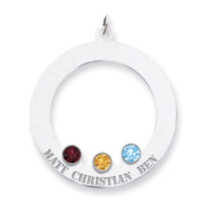 Sterling Silver Family Circle Pendant with 3 Stones