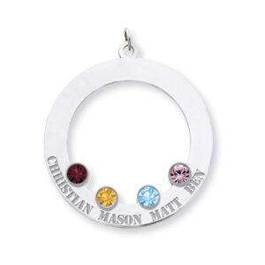 Sterling Silver Family Circle Pendant with 4 Stones