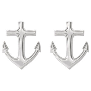 Sterling Silver Gold Anchor Stud Earrings