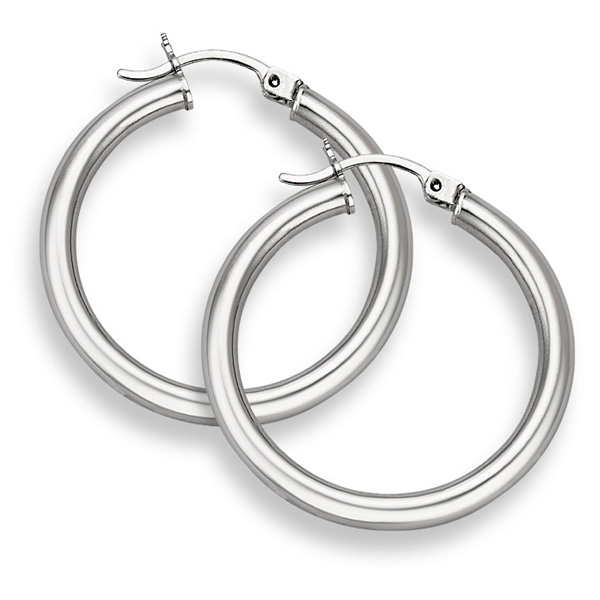 Sterling Silver Hoop Earrings - 1 5/16" diameter (3mm thickness)
