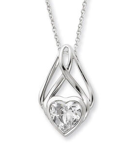 Sterling Silver Knot Necklace with CZ Accent