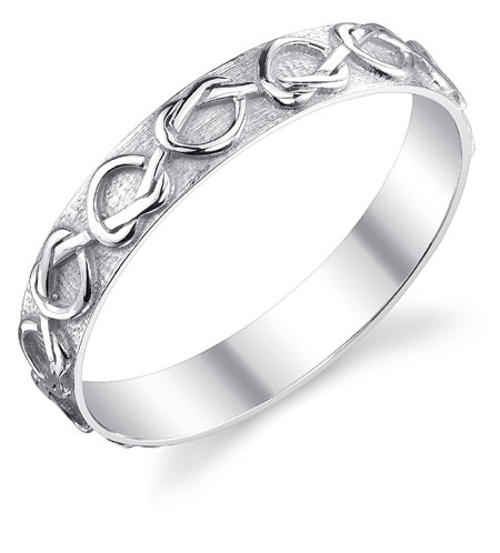 Sterling Silver Lover's Knot Heart Wedding Band Ring in Sterling Silver