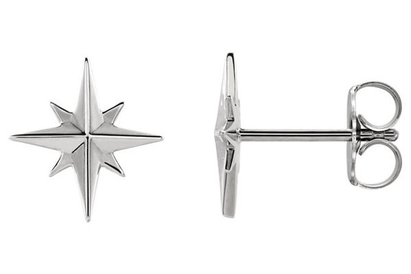 Sterling Silver North Star Earrings