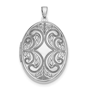Sterling Silver Oval Scroll Locket Necklace