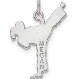 Sterling Silver Personalized Karate Pendant with Name