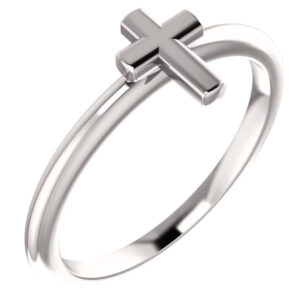 Sterling Silver Polished Cross Ring for Women