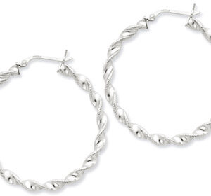 Sterling Silver Twisted Hoop Earrings - 1 3/4" Diameter