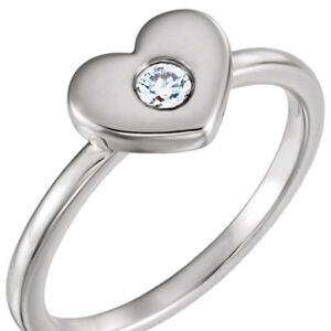 Sterling Silver Undivided Love Diamond Heart Ring