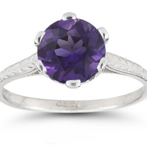 Sterling Silver Vintage Floral Amethyst Ring