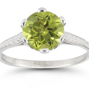 Sterling Silver Vintage Floral Peridot Ring