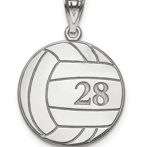 Sterling Silver Volleyball Necklace with Number and Name