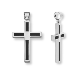 Sterling Silver Women's Black Onyx Cross Necklace