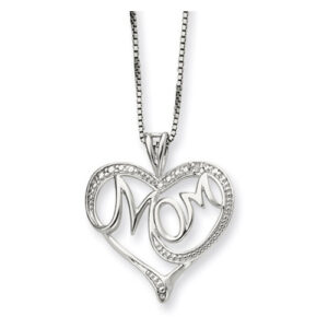 Sterling Silver and Diamond "Mom" Necklace