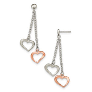 Sterling Silver and Rose Rhodium Heart Earrings