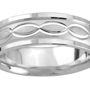 Swiss-Cut Infinity Wedding Band in White Gold