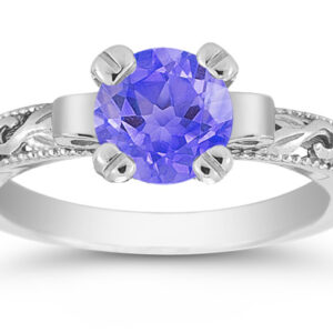 Tanzanite 1 Carat Art Deco Ring in Sterling Silver