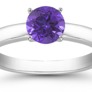 Tanzanite Gemstone Solitaire Ring in 14K White Gold